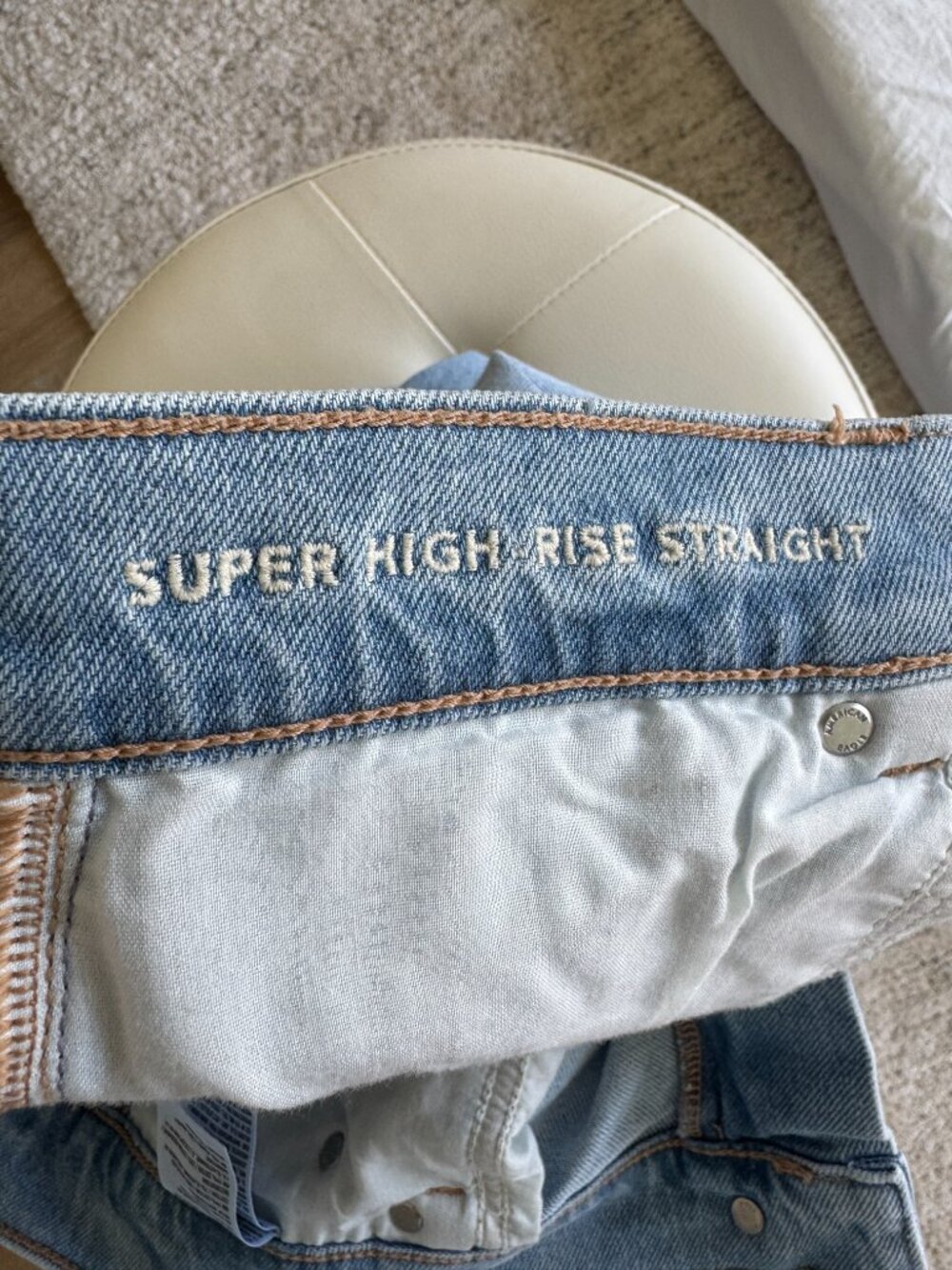 American Eagle AE Stretch Super High-Waisted Straight Jean Women size 6 Regular - Picture 11 of 16